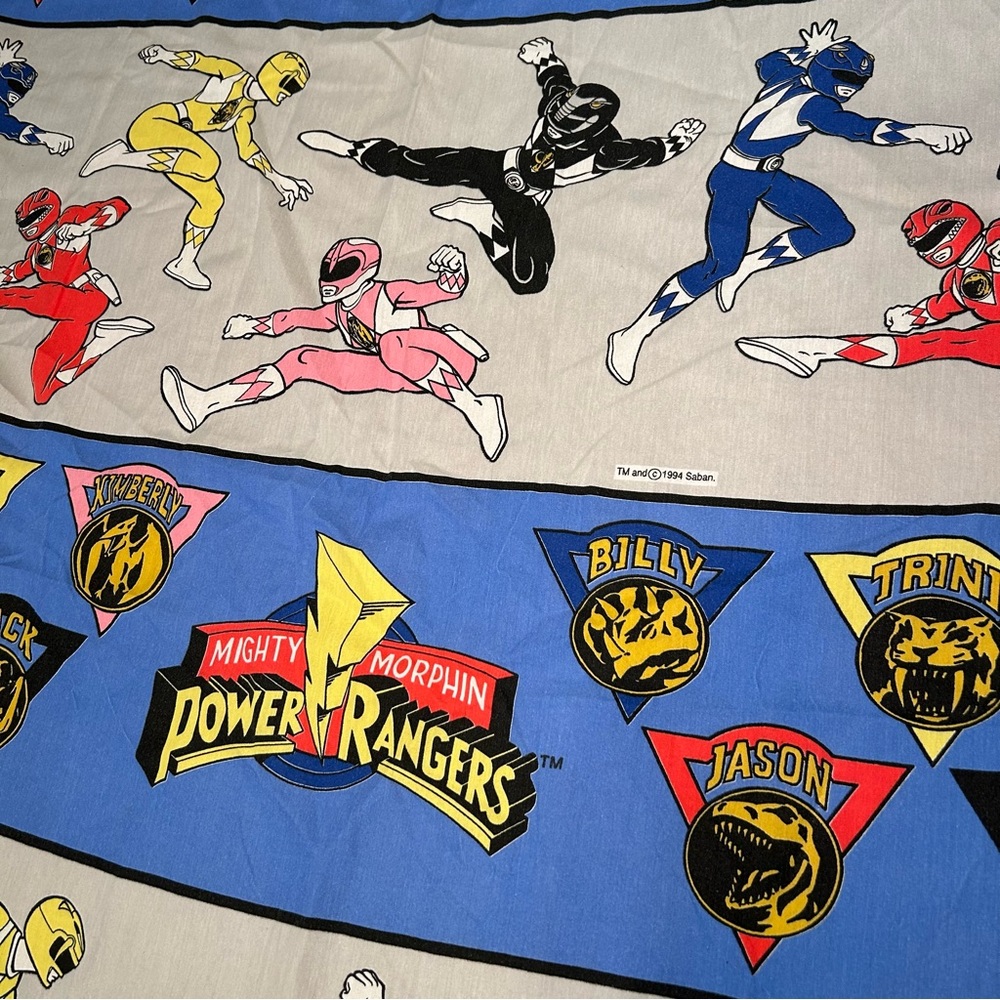 Vintage POWER RANGERS Twin Flat Sheet Sweet Find!! - Picture 3 of 6